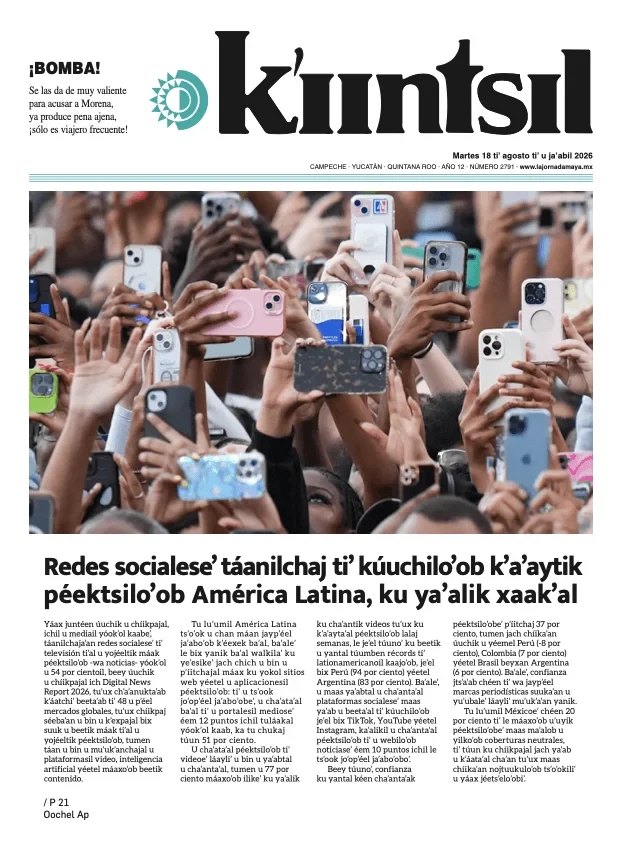 Portada de La Jornada - Kiintsil del martes, 18 de agosto de 2026