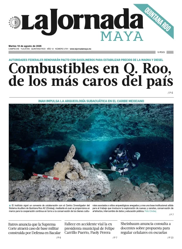 Portada de La Jornada Maya Quintana Roo del martes, 18 de agosto de 2026