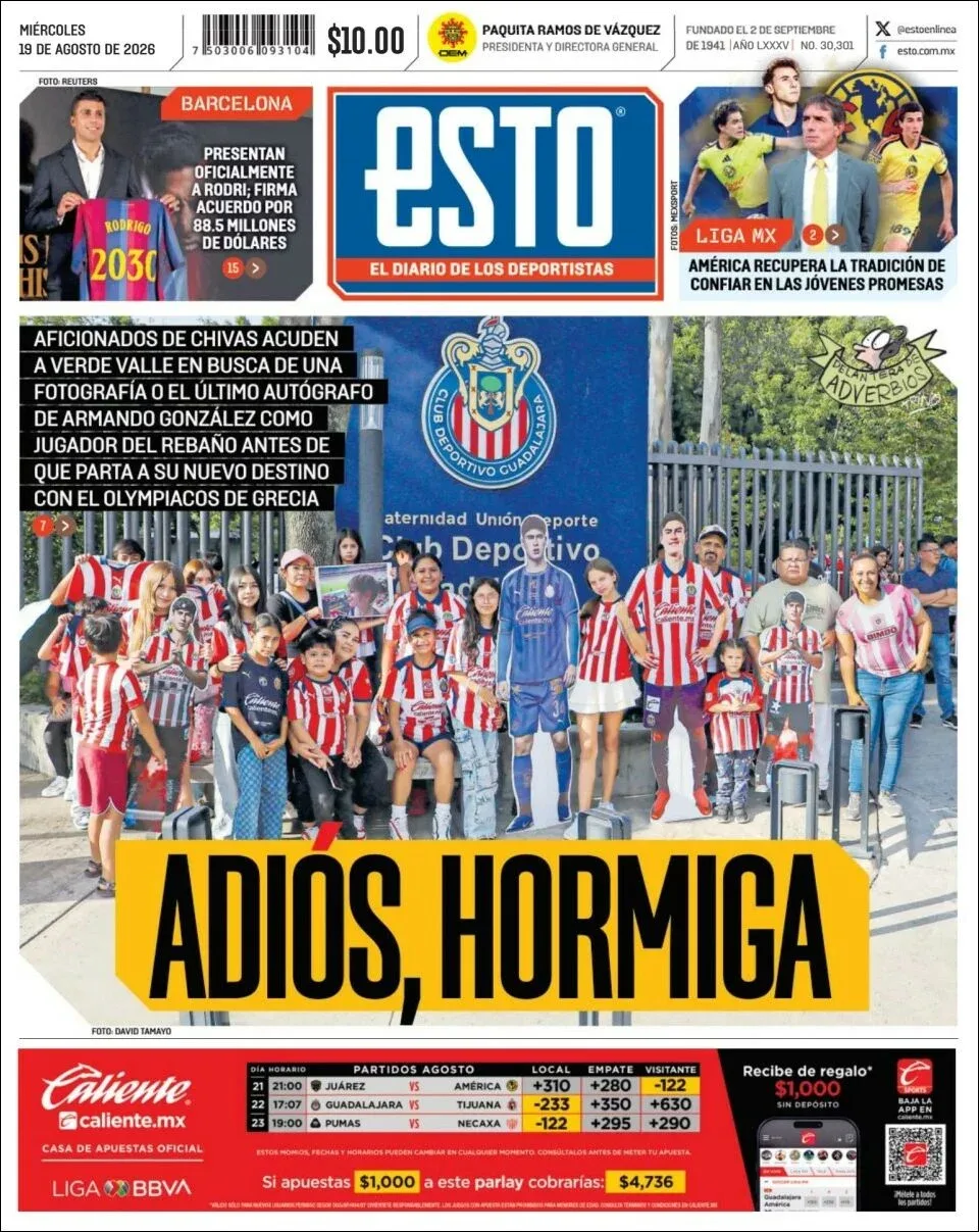 Portada de Esto del miércoles, 19 de agosto de 2026