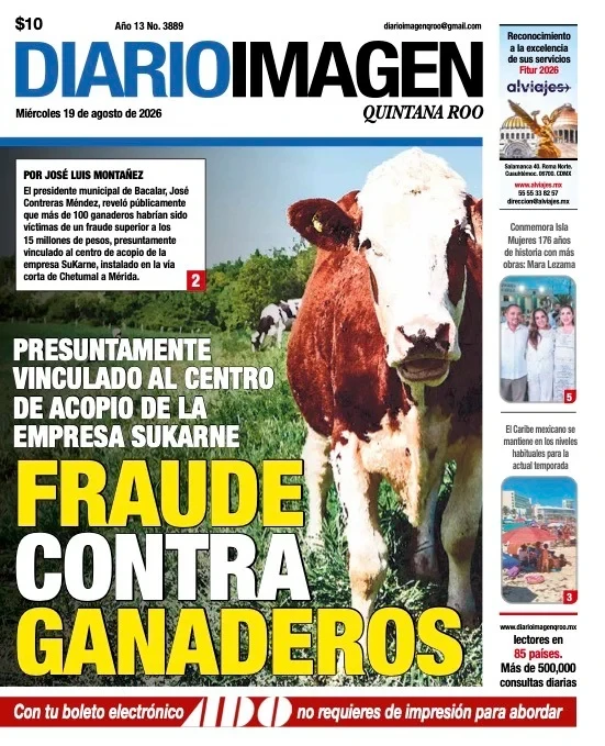 Portada de Diario Imagen Quintana Roo del miércoles, 19 de agosto de 2026