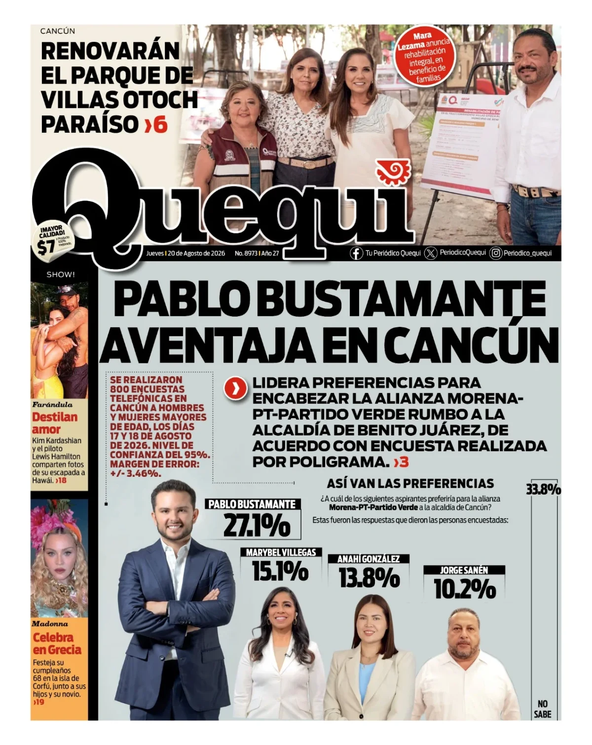 Portada de Quequi del jueves, 20 de agosto de 2026