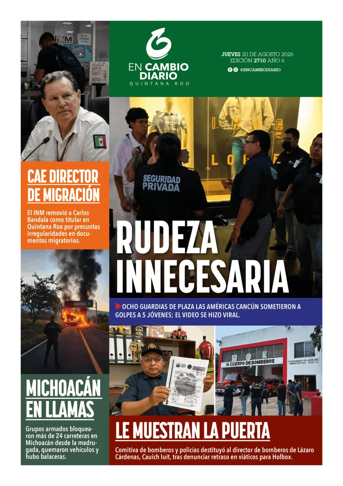 Portada de En Cambio - Tabasco (contraportada) del jueves, 20 de agosto de 2026