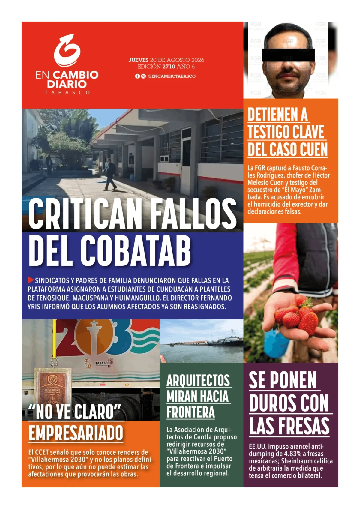 Portada de En Cambio - Quintana Roo (contraportada) del jueves, 20 de agosto de 2026