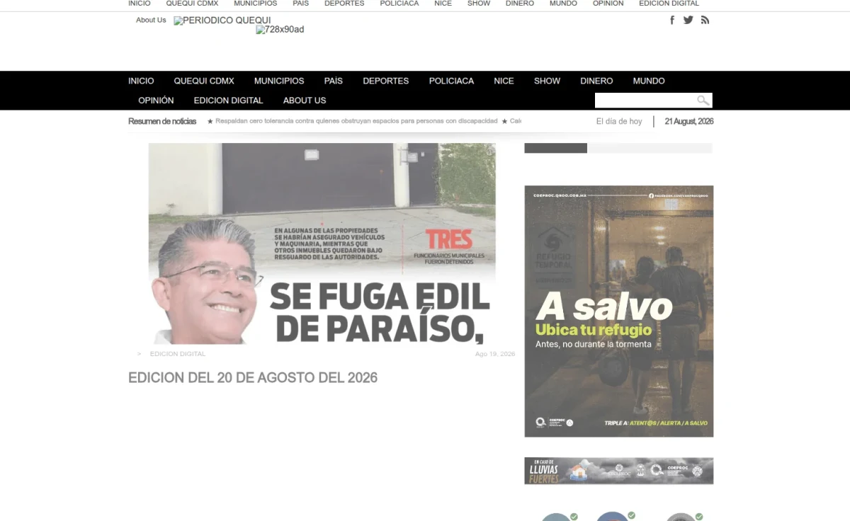 Portada de Quequi (contraportada) del jueves, 20 de agosto de 2026