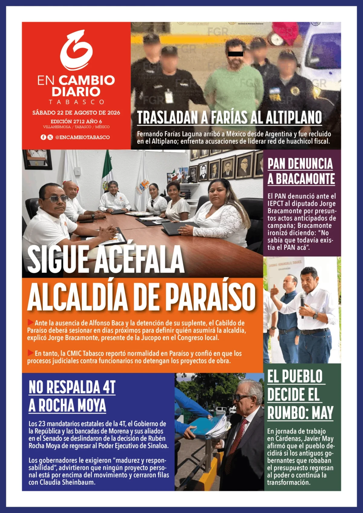 Portada de En Cambio - Quintana Roo (portada) del sábado, 22 de agosto de 2026