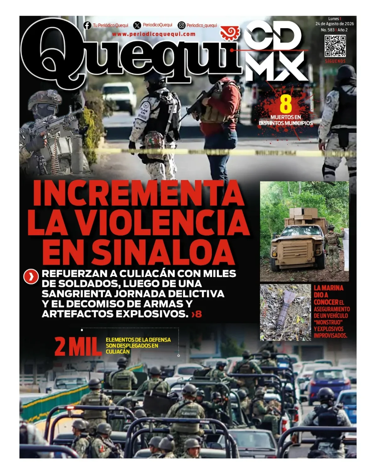 Portada de Quequi CDMX del lunes, 24 de agosto de 2026