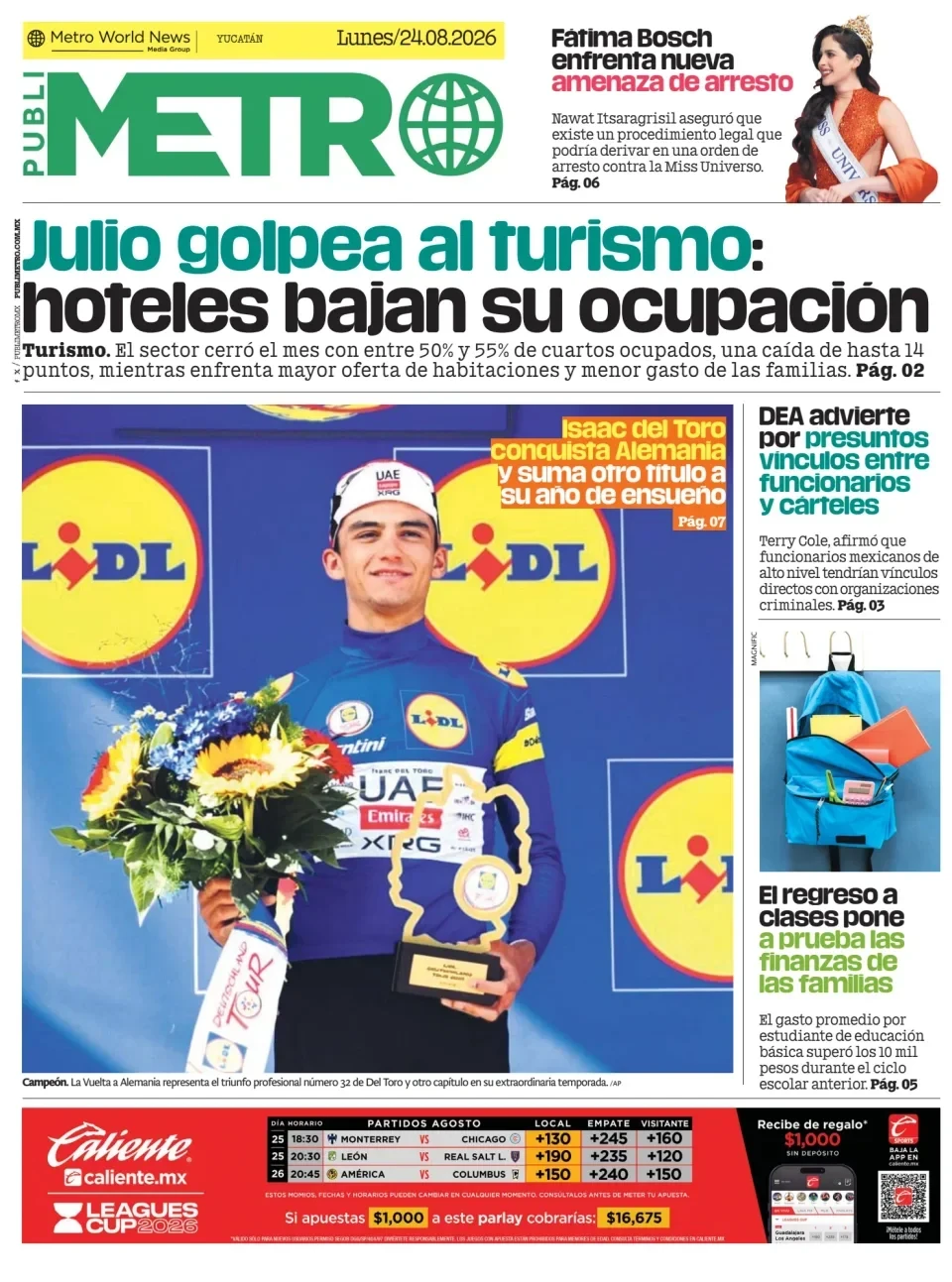 Portada de Publimetro Merida del lunes, 24 de agosto de 2026