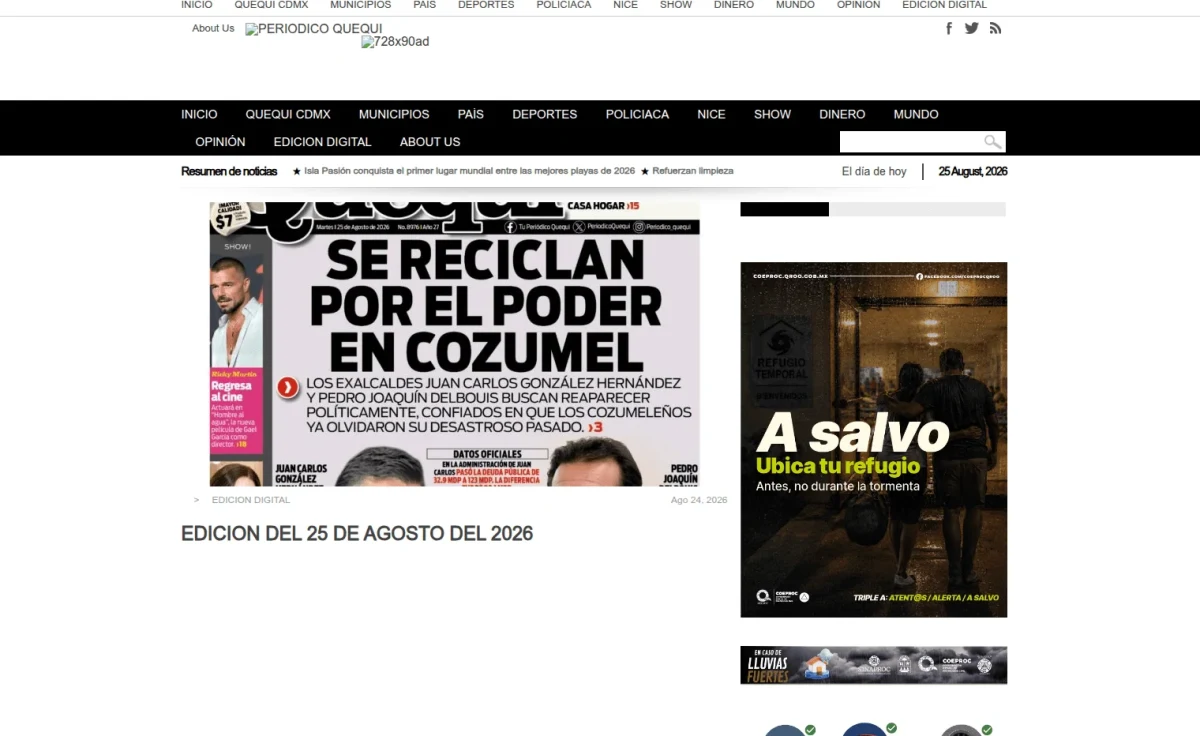 Portada de Quequi (contraportada) del martes, 25 de agosto de 2026