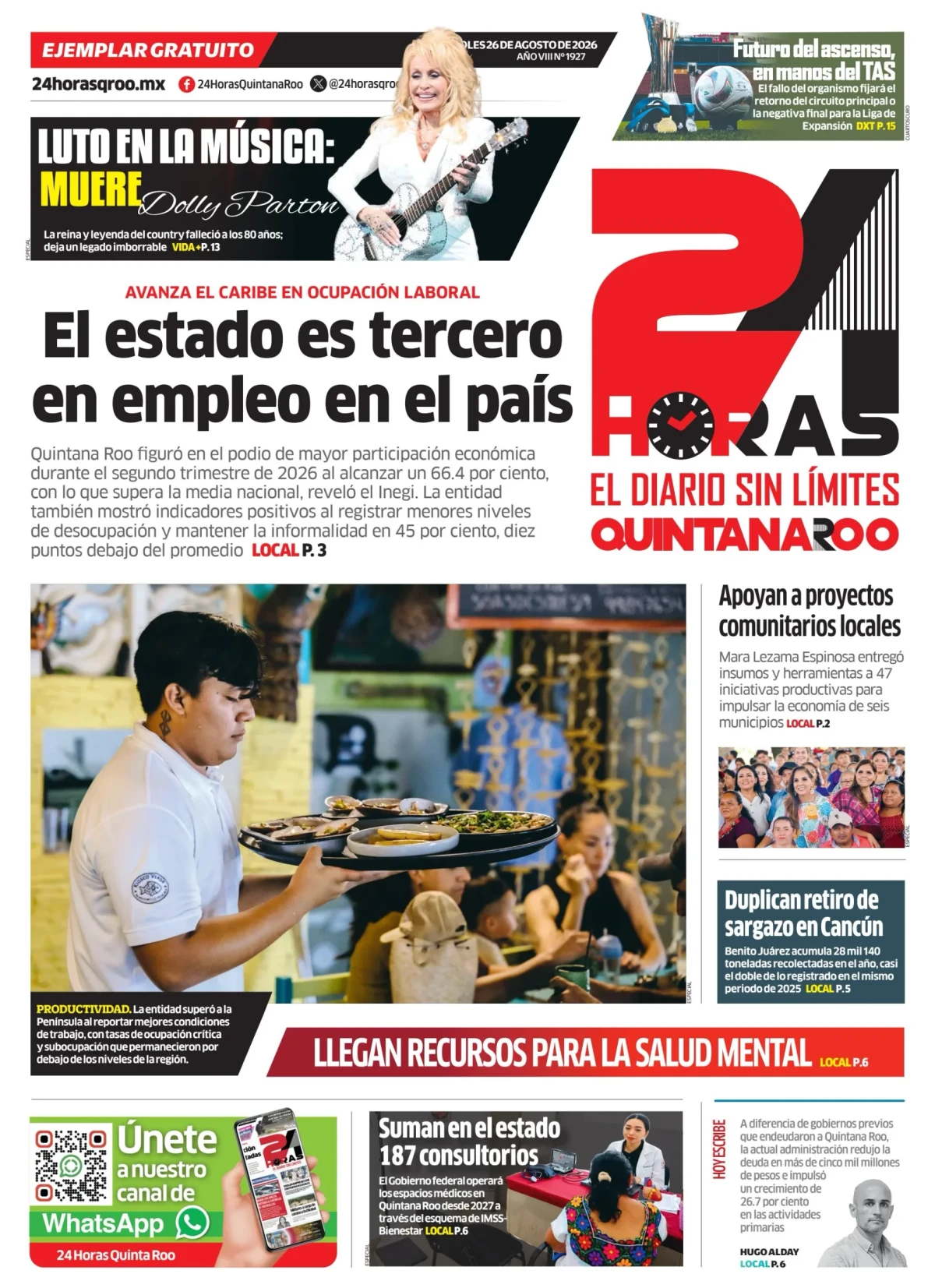 Portada de 24 Horas Quintana Roo