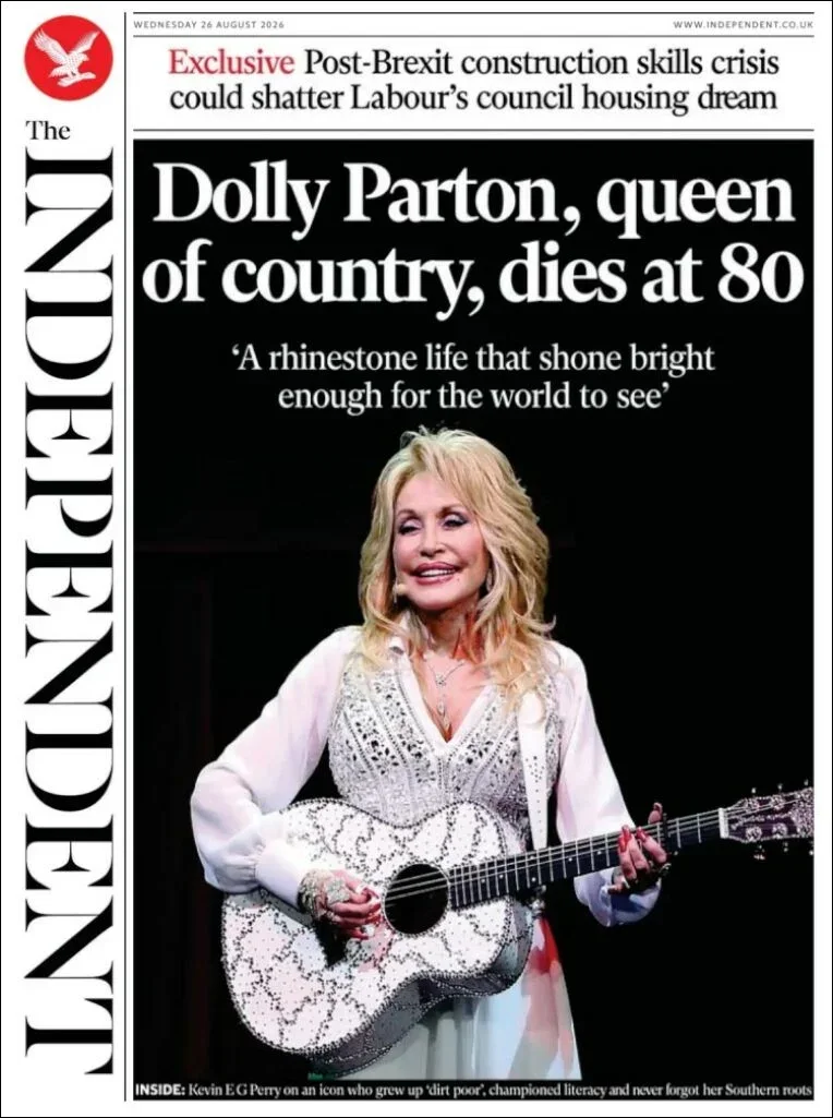 Portada de The Independent del miércoles, 26 de agosto de 2026