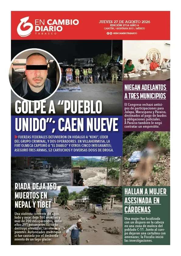 Portada de En Cambio - Quintana Roo (contraportada) del jueves, 27 de agosto de 2026