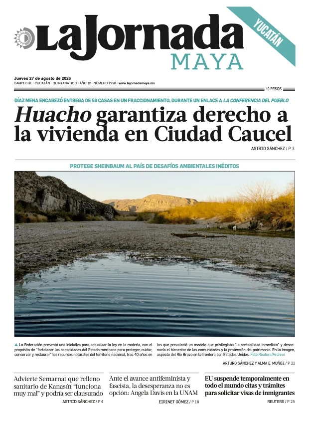 Portada de La Jornada Maya Yucatán del jueves, 27 de agosto de 2026