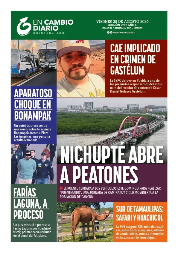 Portada de En Cambio - Tabasco (contraportada) del viernes, 28 de agosto de 2026