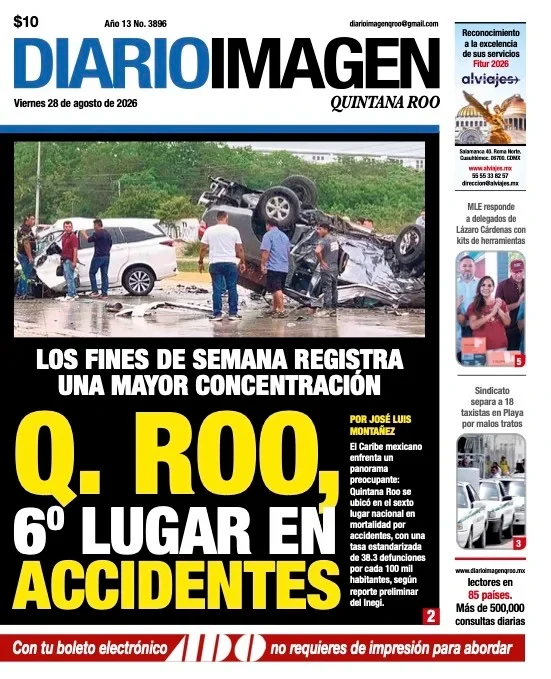 Portada de Diario Imagen Quintana Roo del viernes, 28 de agosto de 2026
