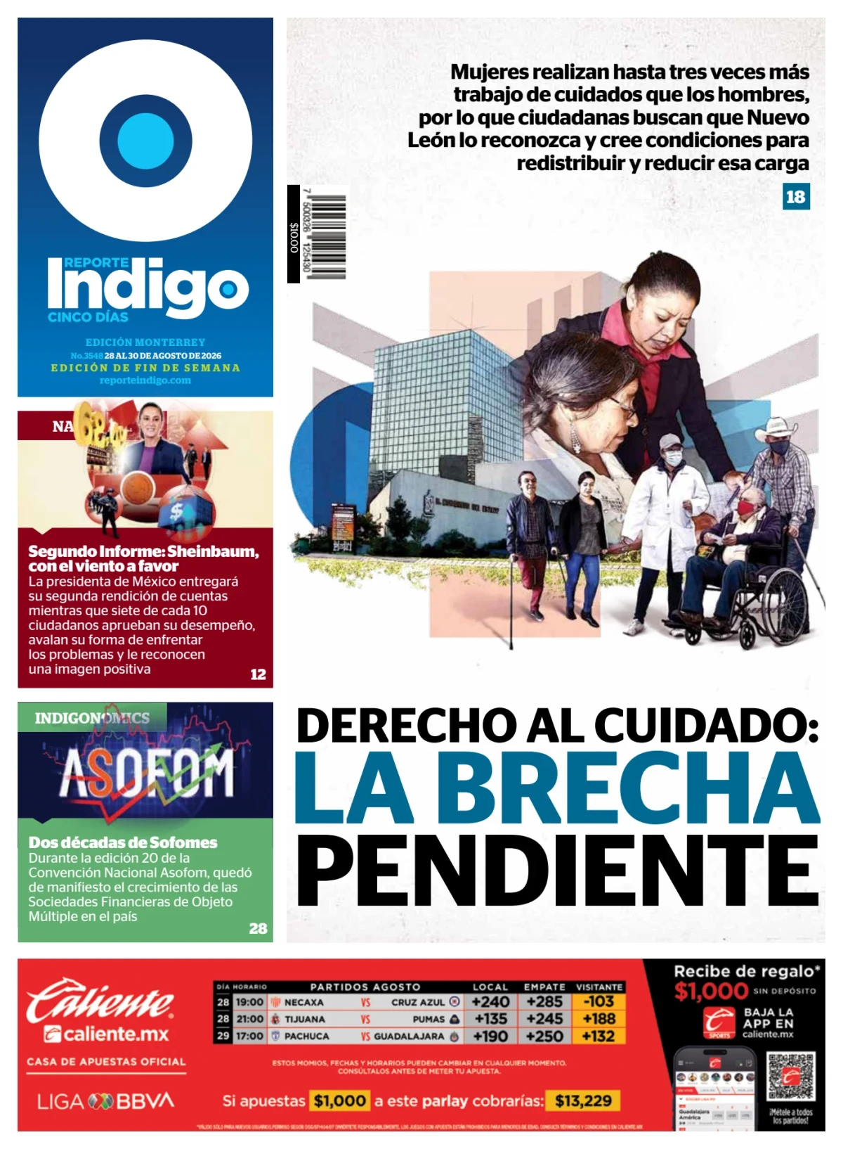 Portada de Reporte Indigo Monterrey del viernes, 28 de agosto de 2026