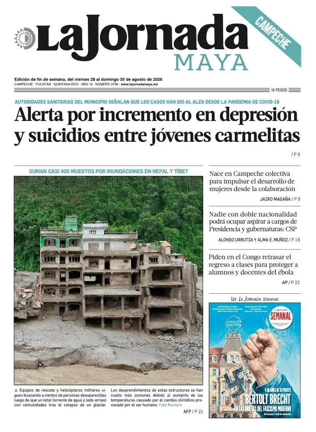Portada de La Jornada Maya Campeche del viernes, 28 de agosto de 2026