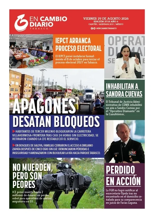 Portada de En Cambio - Quintana Roo (contraportada) del sábado, 29 de agosto de 2026
