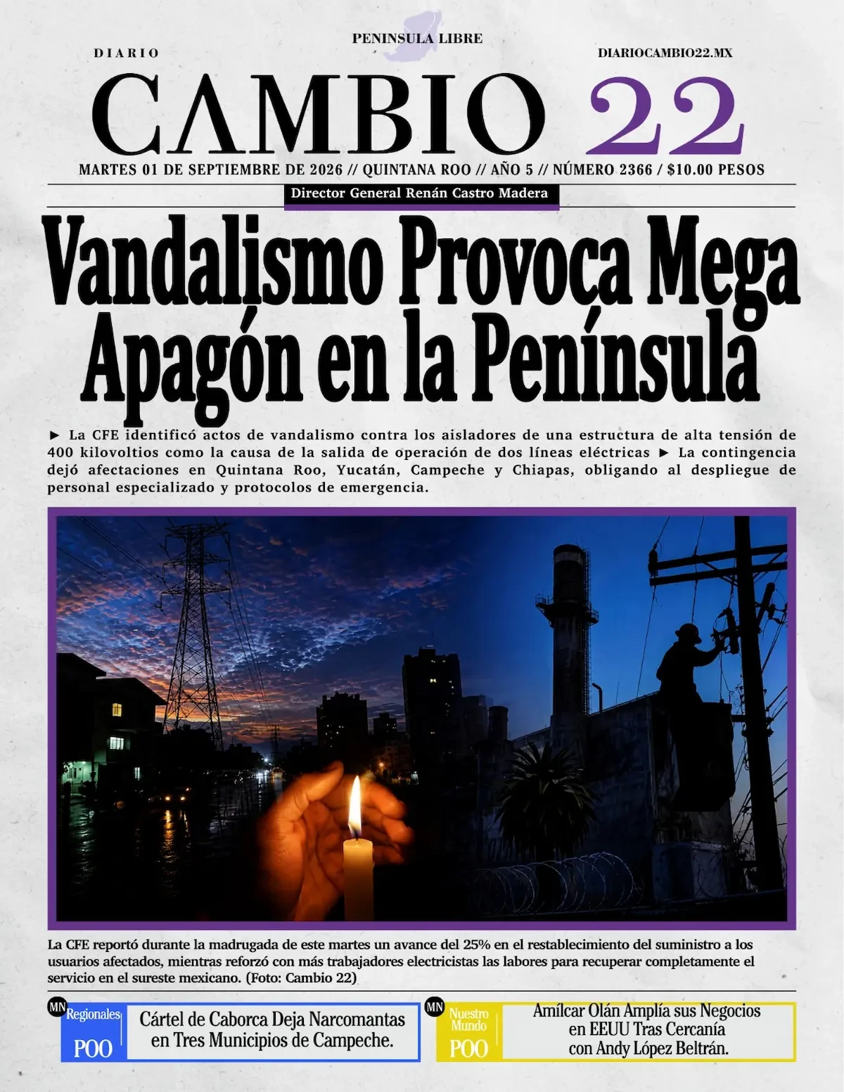 Portada de Diario Cambio 22 (portada)