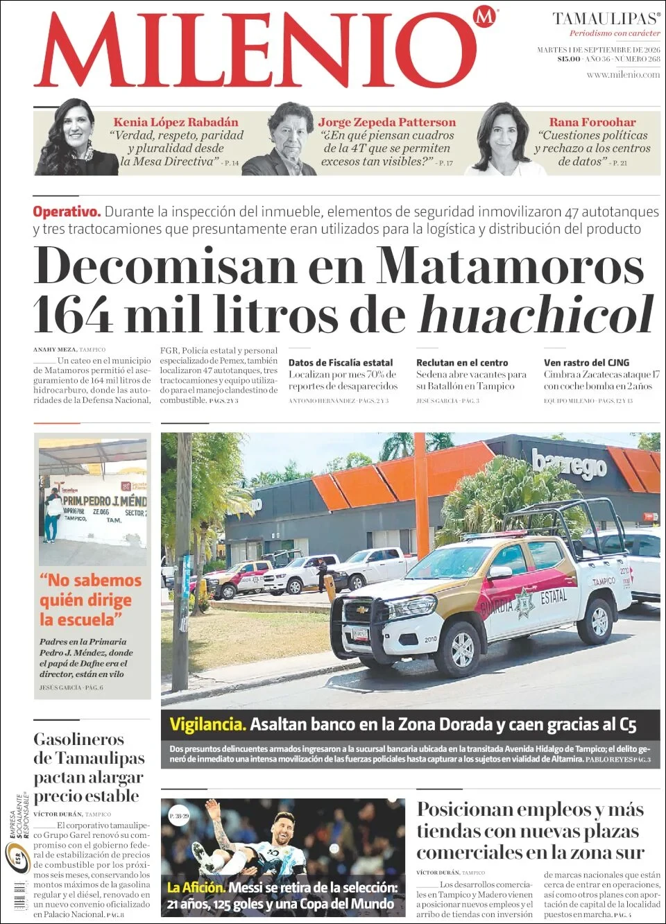 Portada de Milenio Tamaulipas