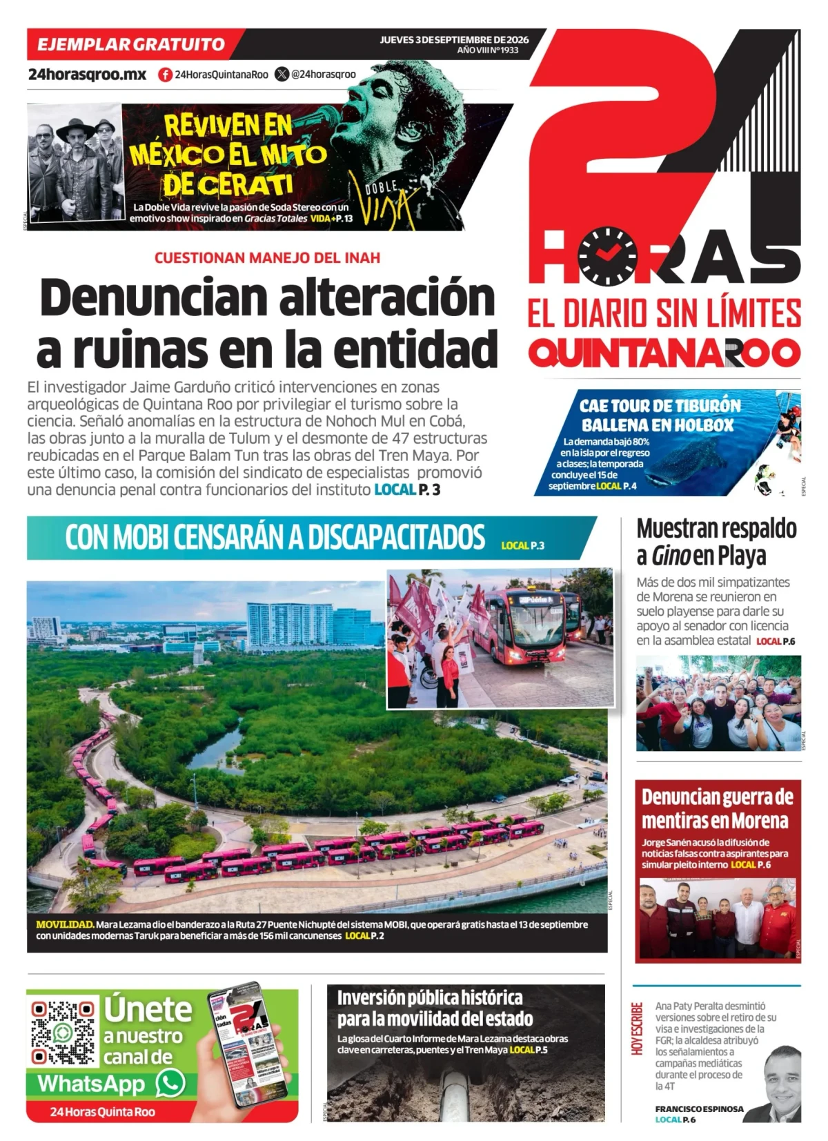 Portada de 24 Horas Quintana Roo