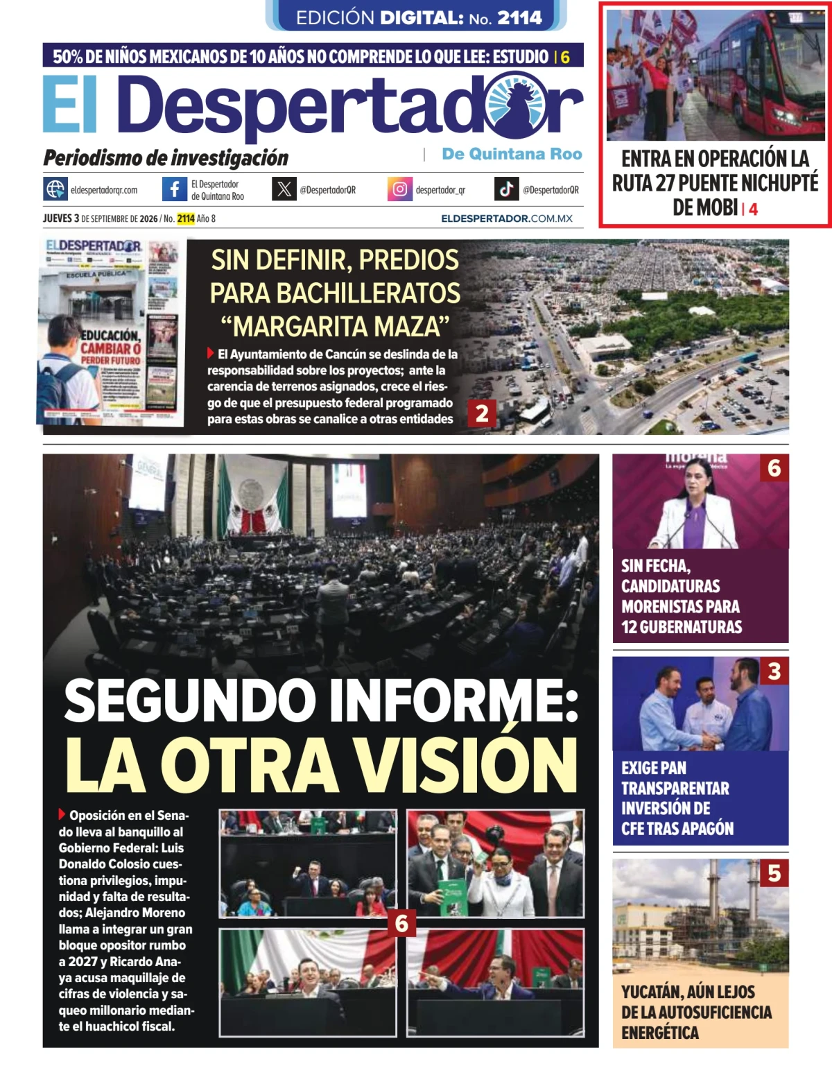 Portada de El Despertador de Quintana Roo
