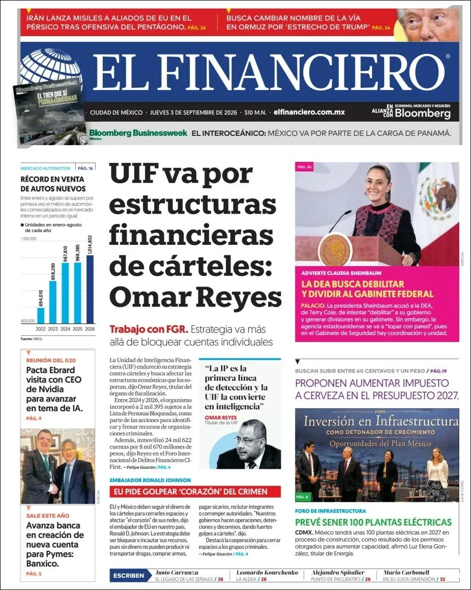 Portada de El Financiero