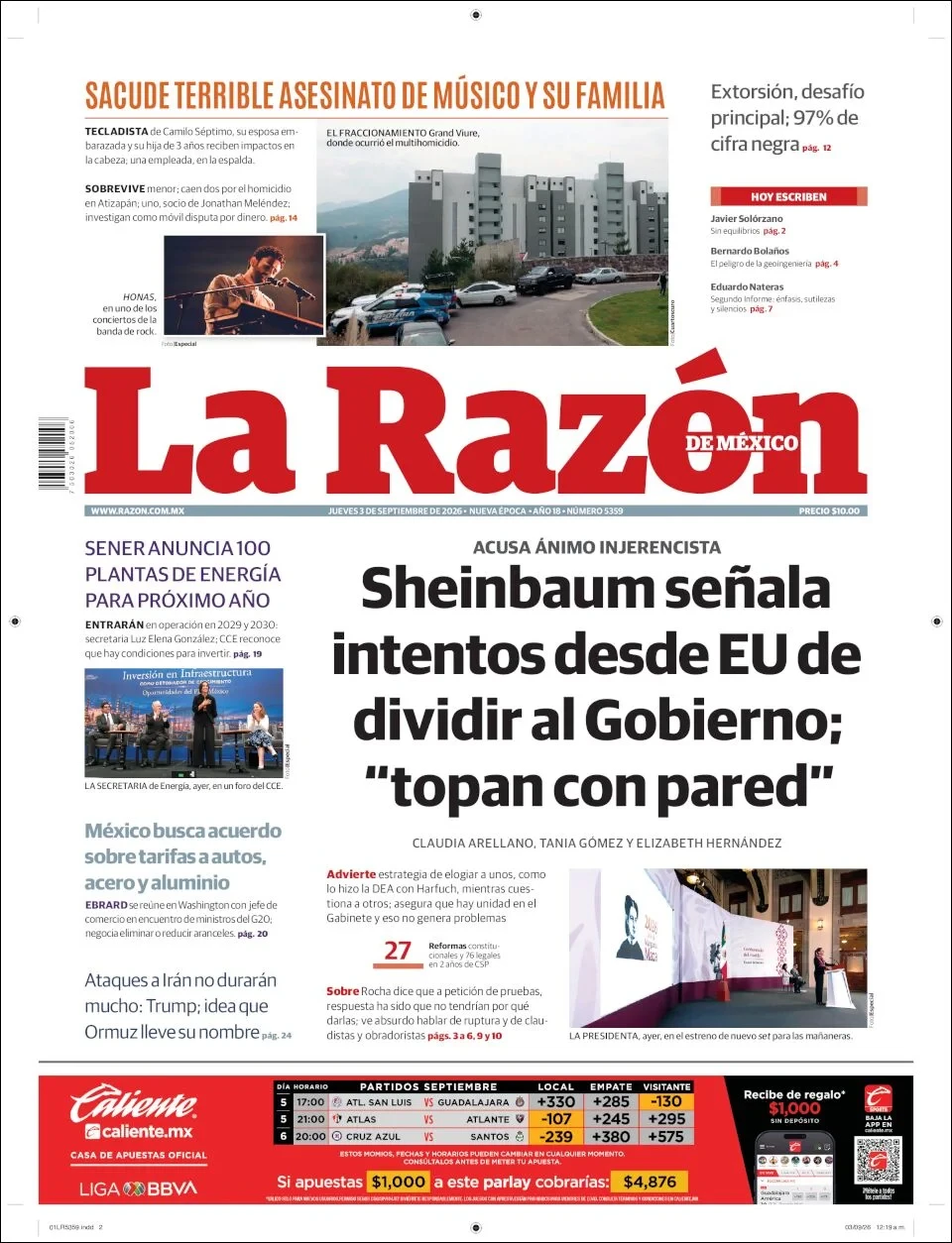 Portada de La Razon