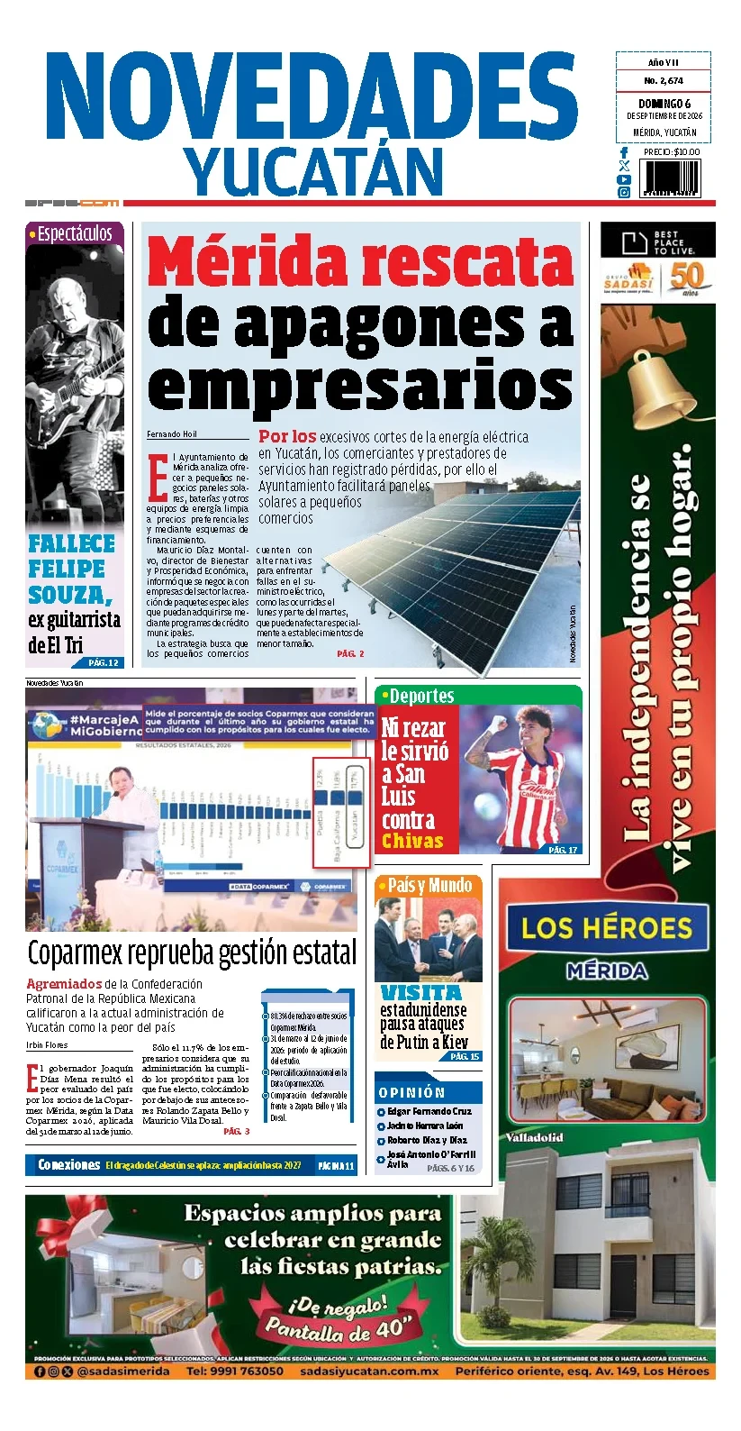 Portada de Novedades Yucatan