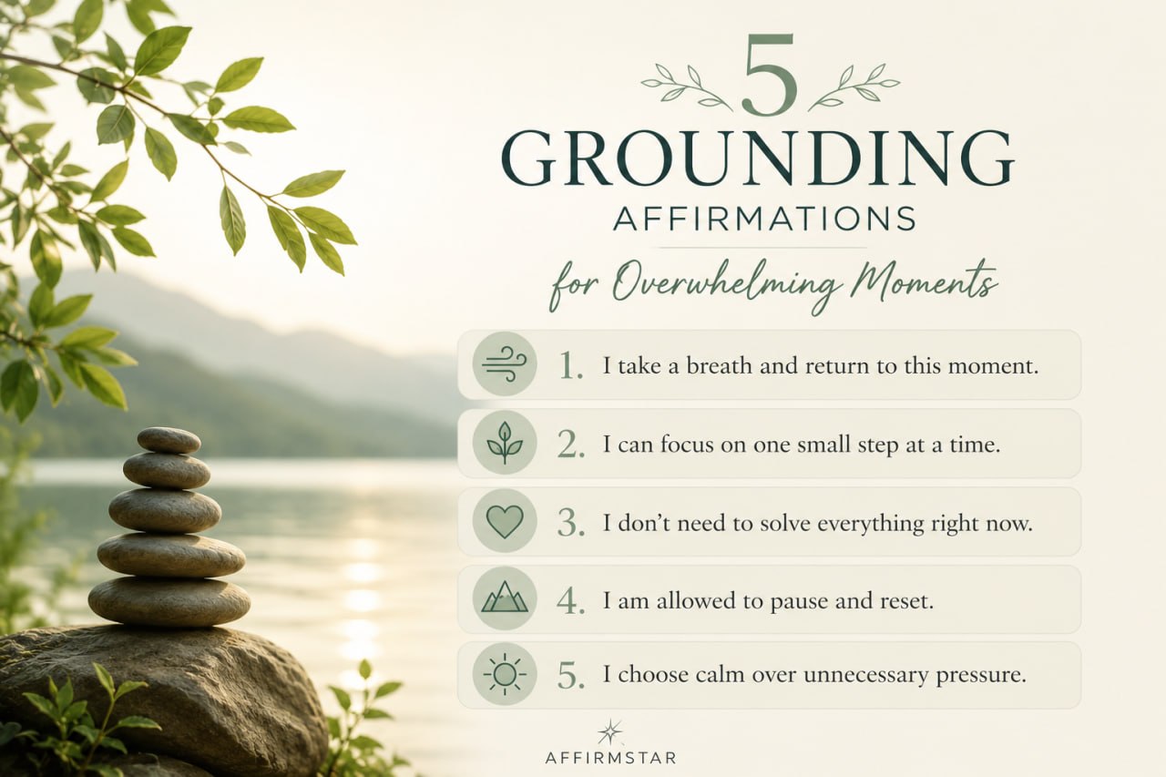 5 grounding affirmations for overwhelming moments graphic