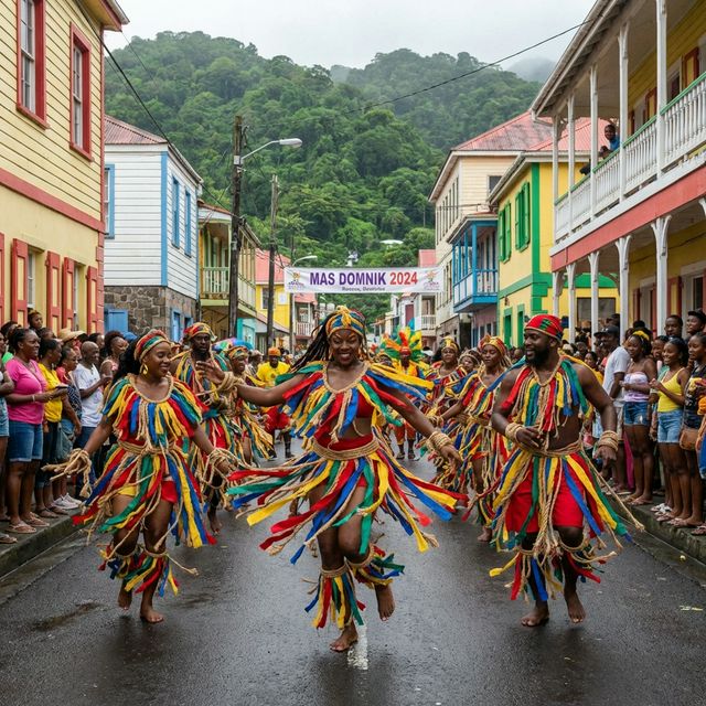 Mas Domnik (Dominica Carnival) masquerader in costume