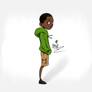 Boy in a green hoodie