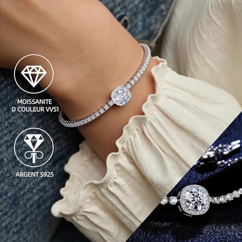 Vue 3 de Bracelet Tennis En Moissanite