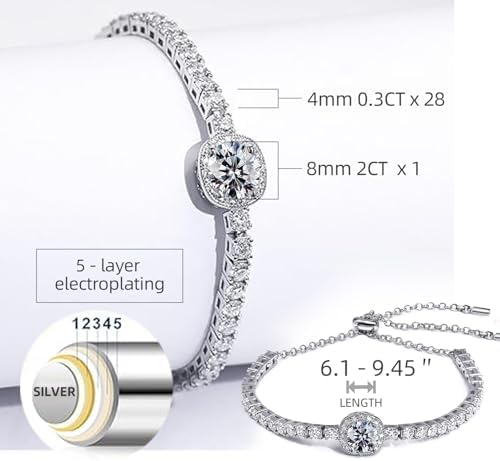 Vue 4 de Bracelet Tennis En Moissanite