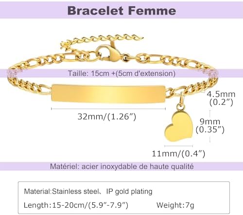 Vue 6 de Bracelet Femme Personnalise Chaine