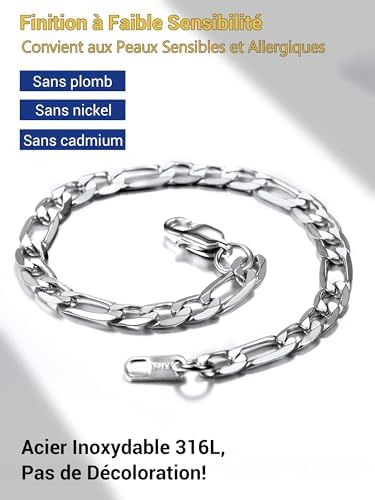 Vue 3 de Gourmette Homme Chaine Bracelet