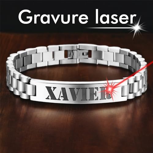 Vue 4 de Bracelet Personnalise Acier Homme