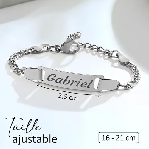 Vue 3 de Gourmette Enfant Personnalisable Bracelet