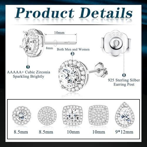 Vue 6 de Zirconia Cubique Boucles d'Oreilles