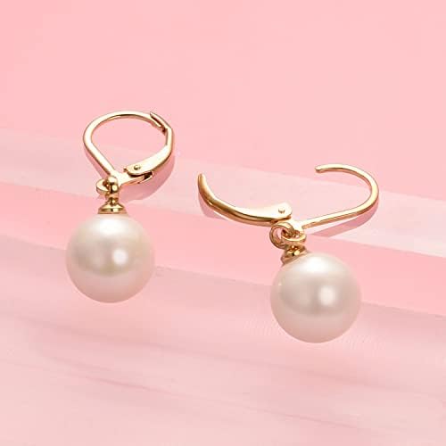 Vue 4 de Boucle Oreille Pendante Perle