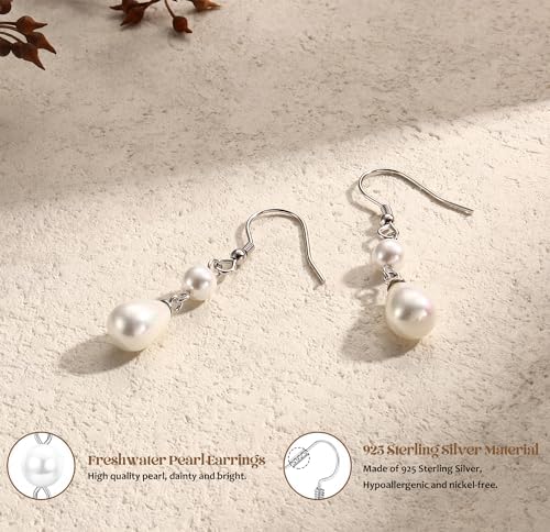 Vue 3 de Boucles d'Oreilles Perles Pendante