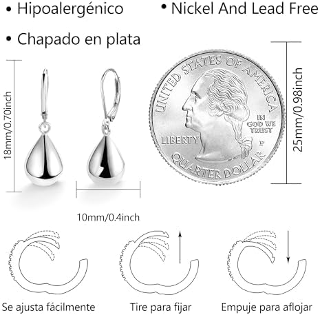 Vue 4 de Boucles d'Oreilles Goutte Deau