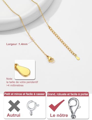 Vue 5 de Chaine Collier Argentplaque Or