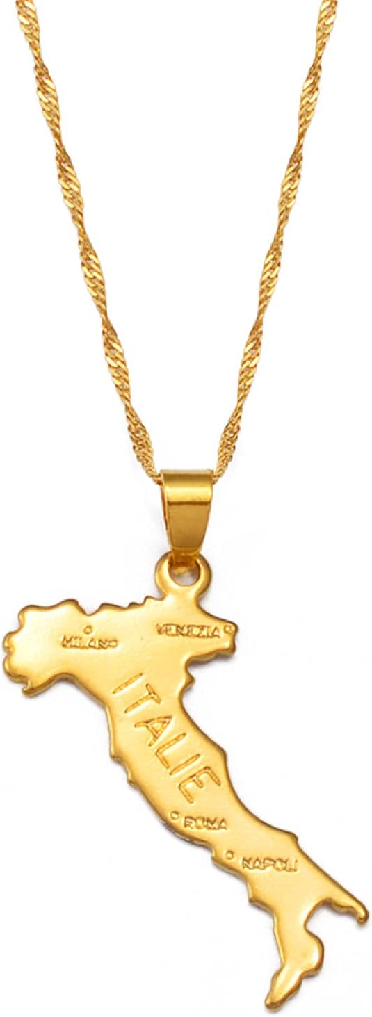 Italie Carte Pendentif Colliers