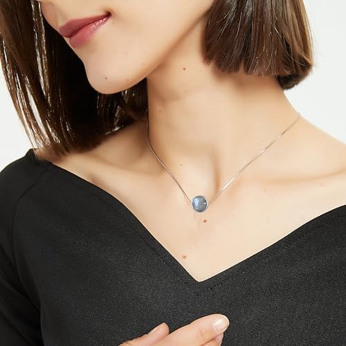 Vue 2 de Collier Argent Pendentif Pierre