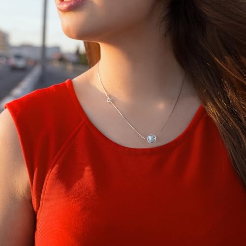 Vue 3 de Collier Argent Pendentif Pierre