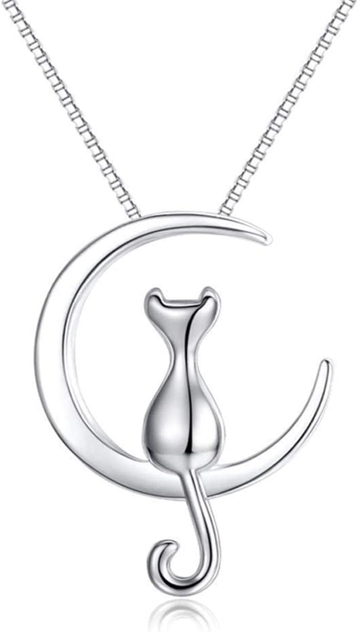 Collier Chat Argent Pendentif