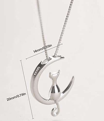 Vue 2 de Collier Chat Argent Pendentif