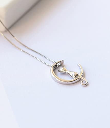 Vue 3 de Collier Chat Argent Pendentif