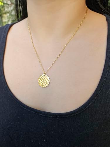 Vue 2 de Collier Femme Disque Martele