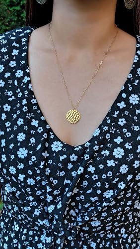 Vue 4 de Collier Femme Disque Martele